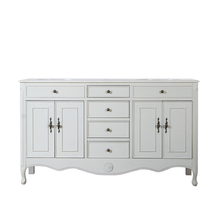 One Allium Way® Genevieve 60'' Double Bathroom Vanity with Marble Top